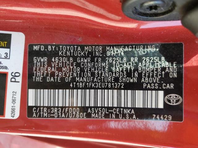 Photo 10 from auction – 2014 TOYOTA CAMRY L with VIN 4T1BF1FK3EU781372