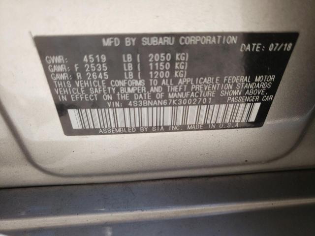 Photo 10 from auction – 2019 SUBARU LEGACY 2.5 with VIN 4S3BNAN67K3002701