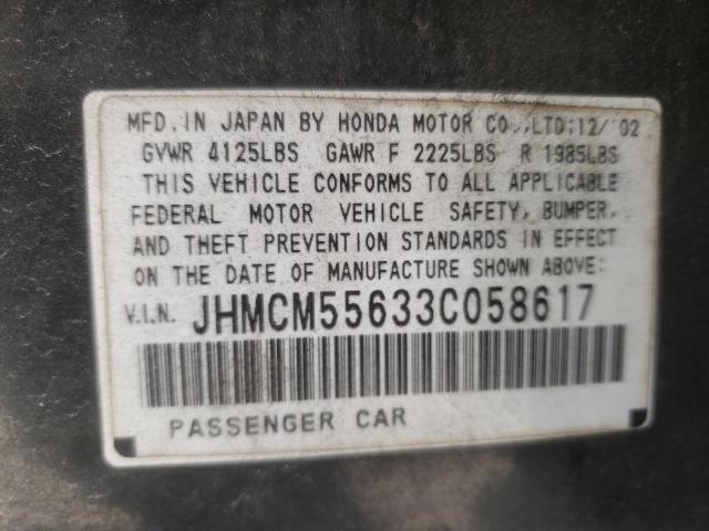 Photo 10 from auction – 2003 HONDA ACCORD EX with VIN JHMCM55633C058617
