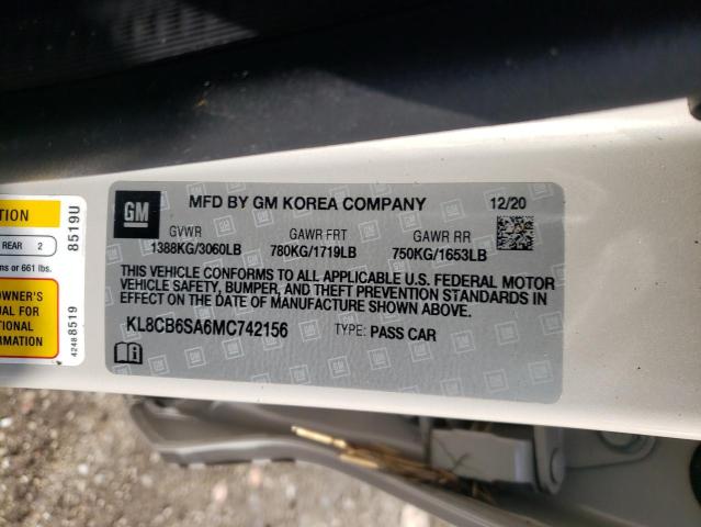 Photo 10 from auction – 2021 CHEVROLET SPARK LS with VIN KL8CB6SA6MC742156
