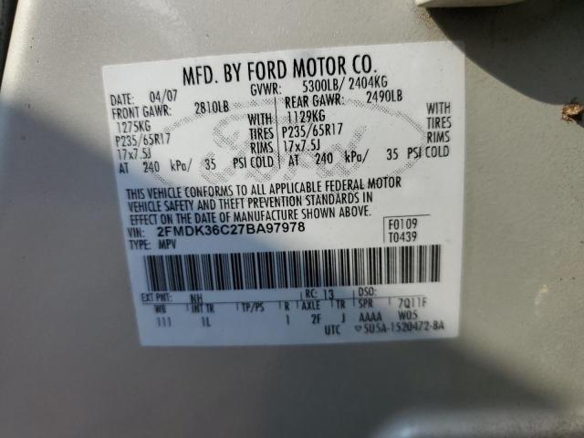 Photo 10 from auction – 2007 FORD EDGE SE with VIN 2FMDK36C27BA97978