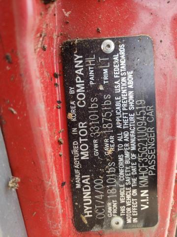 Photo 10 from auction – 2001 HYUNDAI ACCENT with VIN KMHCF35G21U094519