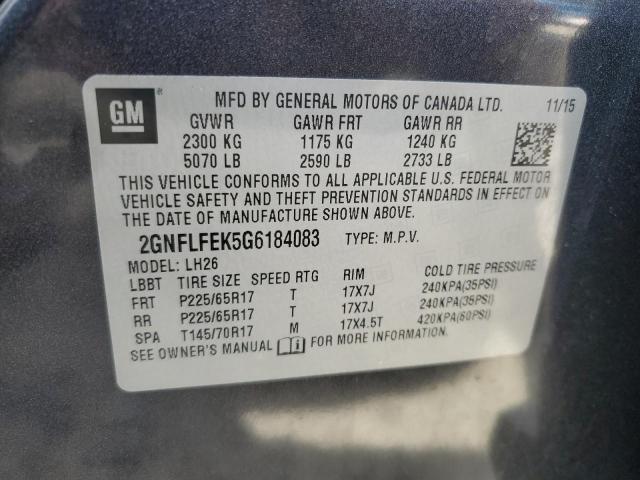Photo 10 from auction – 2016 CHEVROLET EQUINOX LT with VIN 2GNFLFEK5G6184083