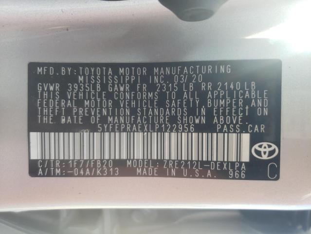 Photo 10 from auction – 2020 TOYOTA COROLLA LE with VIN 5YFEPRAEXLP122956