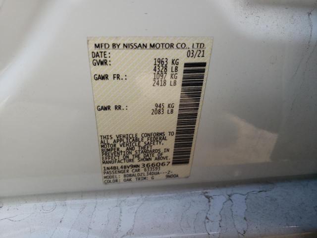 Photo 10 from auction – 2021 NISSAN ALTIMA S with VIN 1N4BL4BV9MN366067