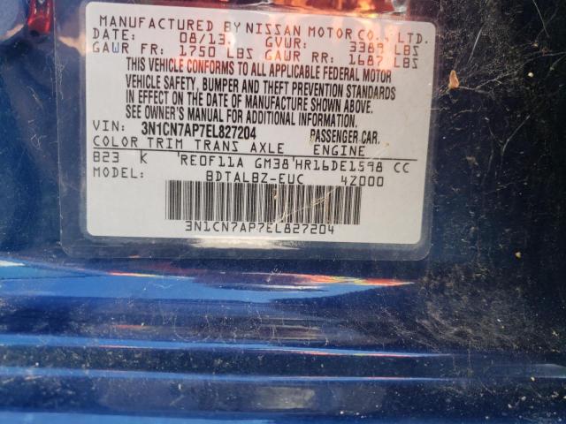 Photo 10 from auction – 2014 NISSAN VERSA S with VIN 3N1CN7AP7EL827204
