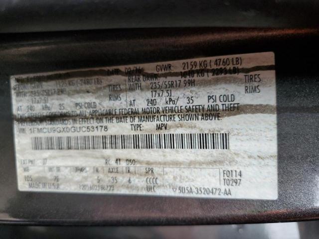 Photo 10 from auction – 2016 FORD ESCAPE SE with VIN 1FMCU9GX0GUC53178