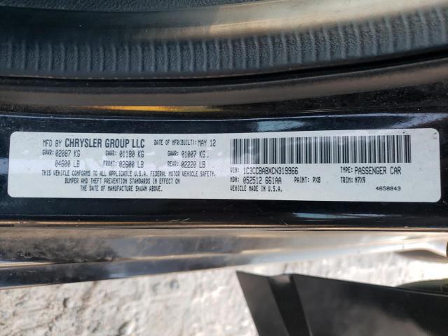 Photo 10 from auction – 2012 CHRYSLER 200 LX with VIN 1C3CCBABXCN319966