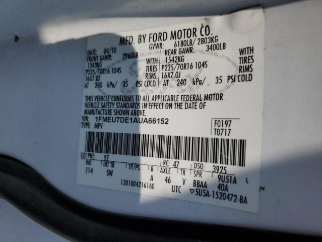 Photo 10 from auction – 2010 FORD EXPLORER X with VIN 1FMEU7DE1AUA66152