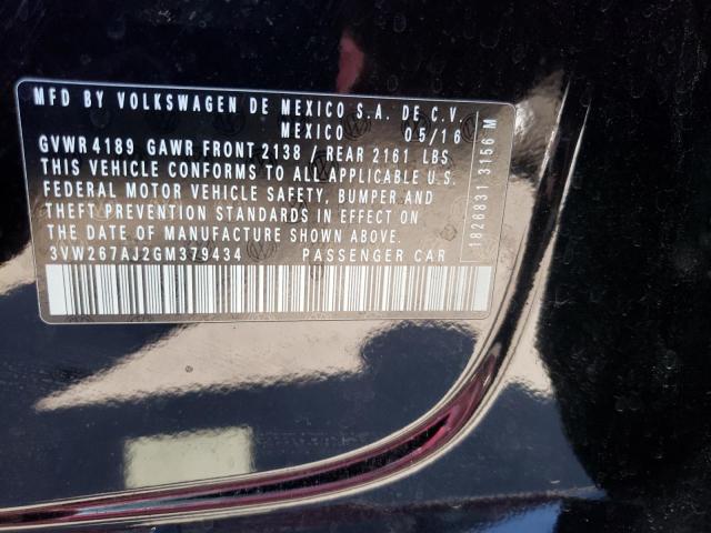 Photo 10 from auction – 2016 VOLKSWAGEN JETTA S with VIN 3VW267AJ2GM379434