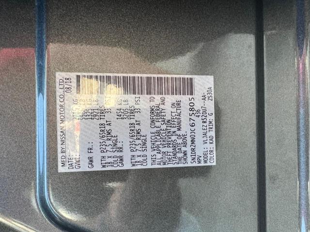 Photo 10 from auction – 2018 NISSAN PATHFINDER with VIN 5N1DR2MN0JC675805
