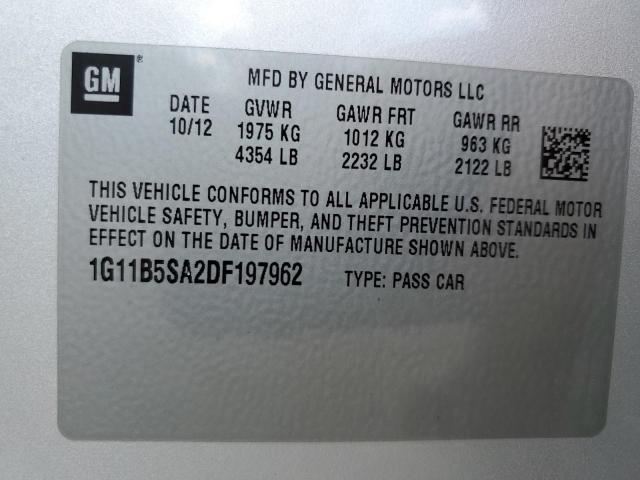 Photo 10 from auction – 2013 CHEVROLET MALIBU LS with VIN 1G11B5SA2DF197962