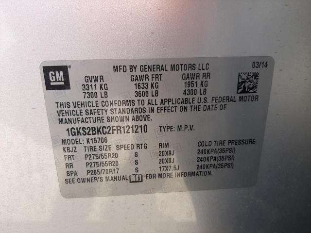 Photo 10 from auction – 2015 GMC YUKON SLT with VIN 1GKS2BKC2FR121210