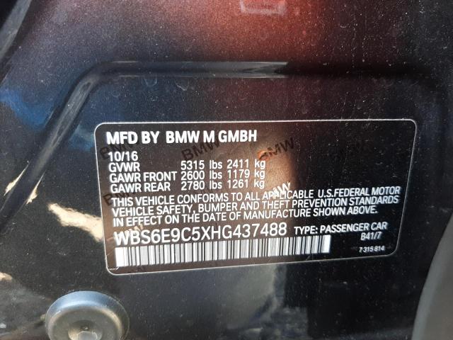 Photo 10 from auction – 2017 BMW M6 GRAN CO with VIN WBS6E9C5XHG437488