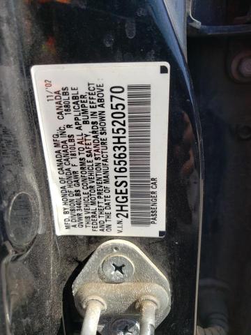 Photo 10 from auction – 2003 HONDA CIVIC LX with VIN 2HGES16563H520570