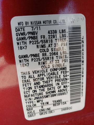Photo 10 from auction – 2011 NISSAN ROGUE S with VIN JN8AS5MT3BW189957
