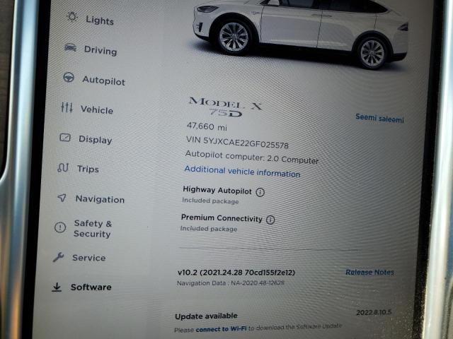 Photo 8 from auction – 2016 TESLA MODEL X with VIN 5YJXCAE22GF025578