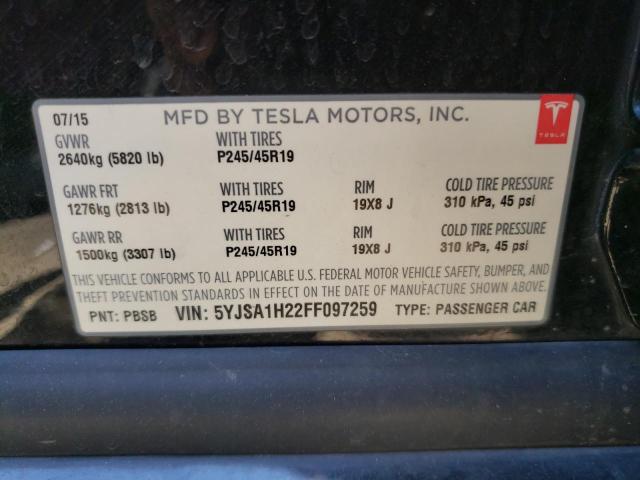 Photo 10 from auction – 2015 TESLA MODEL S 85 with VIN 5YJSA1H22FF097259