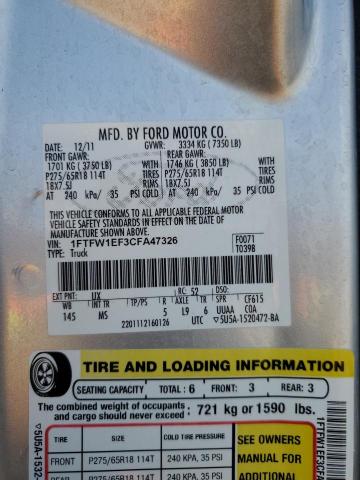 Photo 10 from auction – 2012 FORD F150 SUPER with VIN 1FTFW1EF3CFA47326