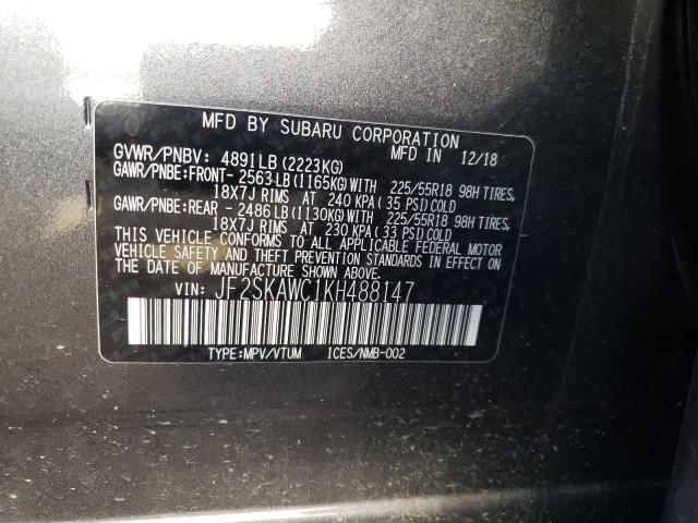 Photo 10 from auction – 2019 SUBARU FORESTER T with VIN JF2SKAWC1KH488147