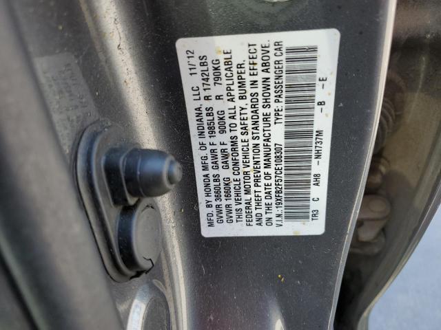 Photo 10 from auction – 2012 HONDA CIVIC LX with VIN 19XFB2F57CE108307