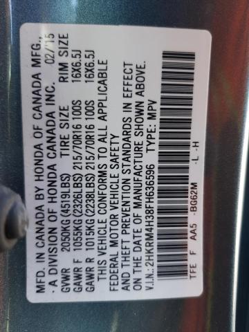 Photo 10 from auction – 2015 HONDA CR-V LX with VIN 2HKRM4H38FH636596