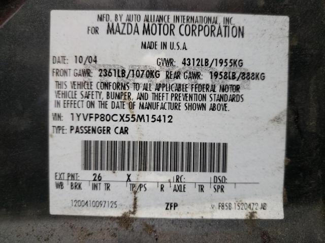 Photo 10 from auction – 2005 MAZDA 6 I with VIN 1YVFP80CX55M15412