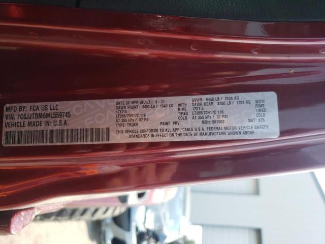 Photo 10 from auction – 2021 JEEP GLADIATOR with VIN 1C6JJTBM6ML559745