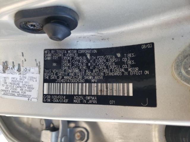Photo 10 from auction – 2003 TOYOTA HIGHLANDER with VIN JTEHD21A730025360