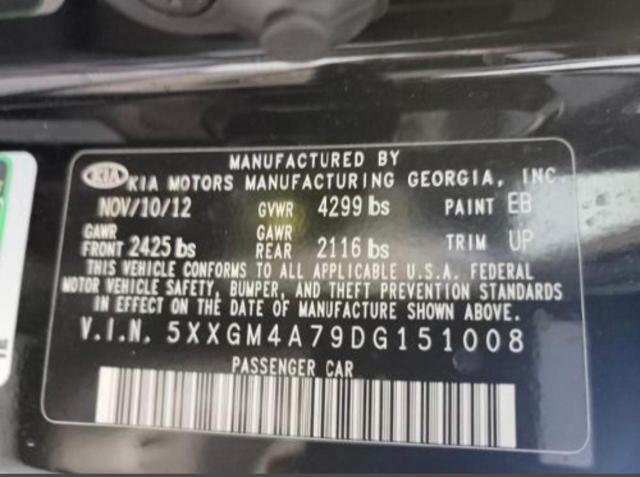 Photo 10 from auction – 2013 KIA OPTIMA LX with VIN 5XXGM4A79DG151008