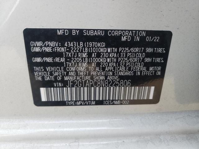 Photo 10 from auction – 2022 SUBARU CROSSTREK with VIN JF2GTAPC8N8225806