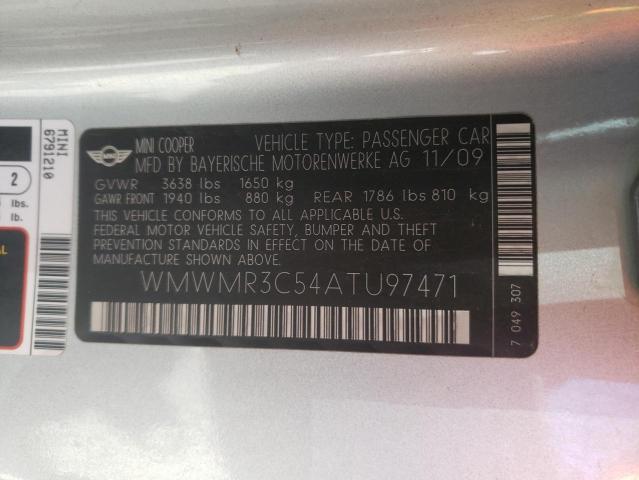 Photo 10 from auction – 2010 MINI COOPER with VIN WMWMR3C54ATU97471