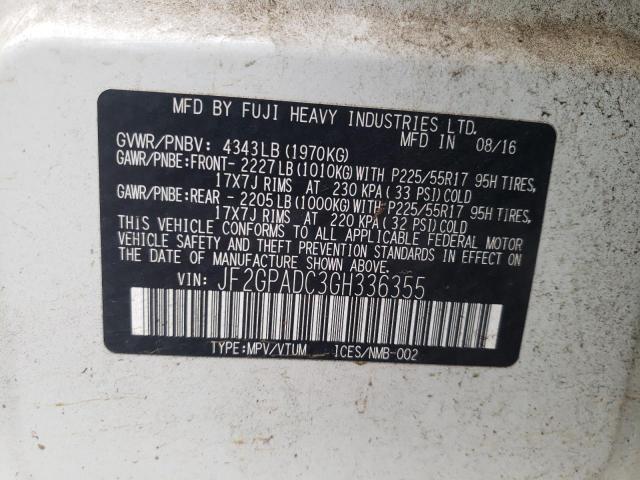 Photo 10 from auction – 2016 SUBARU CROSSTREK with VIN JF2GPADC3GH336355