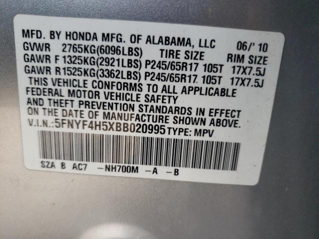 Photo 10 from auction – 2011 HONDA PILOT EXL with VIN 5FNYF4H5XBB020995