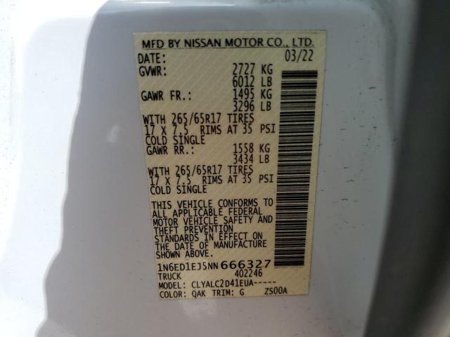 Photo 10 from auction – 2022 NISSAN FRONTIER S with VIN 1N6ED1EJ5NN666327