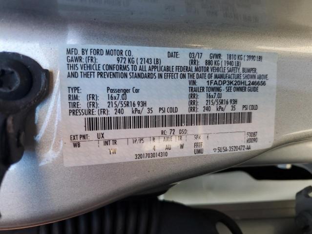 Photo 10 from auction – 2017 FORD FOCUS SE with VIN 1FADP3K20HL246656
