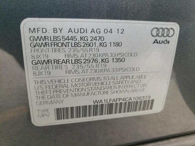 Photo 10 from auction – 2012 AUDI Q5 PREMIUM with VIN WA1LFAFP4CA106319