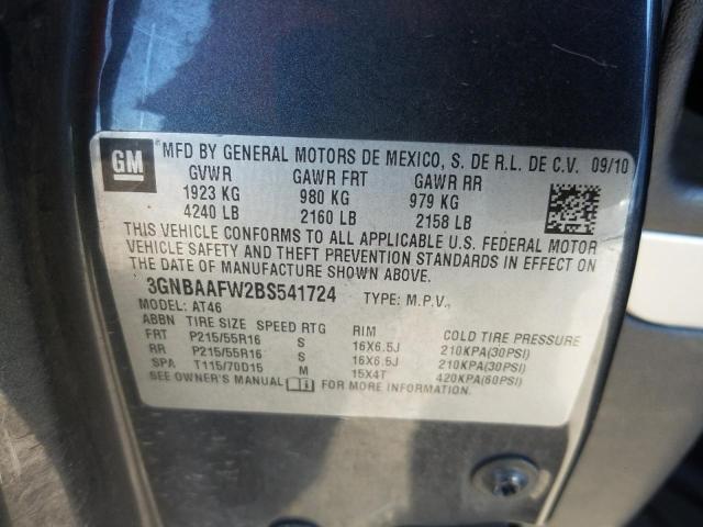 Photo 10 from auction – 2011 CHEVROLET HHR LS with VIN 3GNBAAFW2BS541724