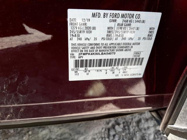 Photo 10 from auction – 2020 FORD EDGE TITAN with VIN 2FMPK4K90LBA54070