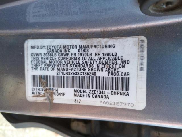Photo 10 from auction – 2003 TOYOTA MATTIX with VIN 2T1LR32E33C135240