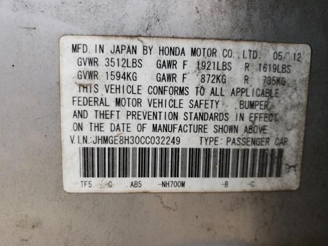 Photo 10 from auction – 2012 HONDA FIT with VIN JHMGE8H30CC032249