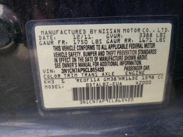 Photo 10 from auction – 2012 NISSAN VERSA S with VIN 3N1CN7AP9CL865420