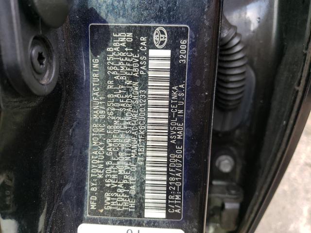 Photo 10 from auction – 2012 TOYOTA CAMRY BASE with VIN 4T1BF1FK6CU001233