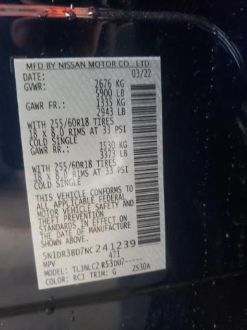 Photo 10 from auction – 2022 NISSAN PATHFINDER with VIN 5N1DR3BD7NC241239