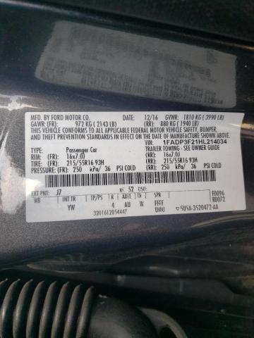 Photo 10 from auction – 2017 FORD FOCUS SE with VIN 1FADP3F21HL214034