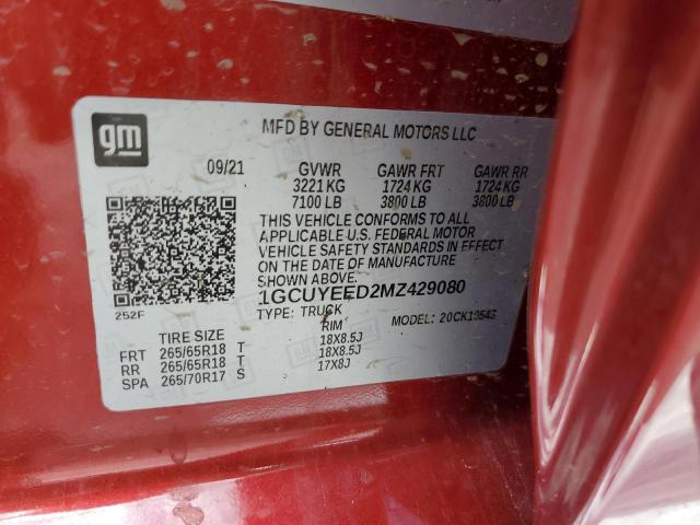 Photo 10 from auction – 2021 CHEVROLET SILVERADO with VIN 1GCUYEED2MZ429080