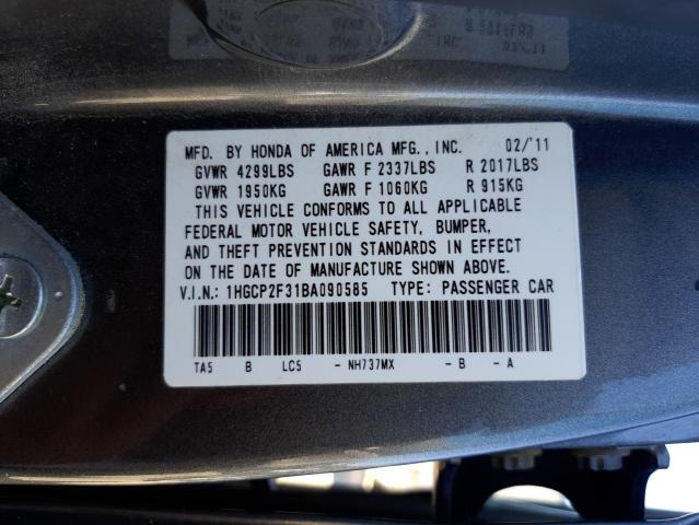 Photo 10 from auction – 2011 HONDA ACCORD LX with VIN 1HGCP2F31BA090585