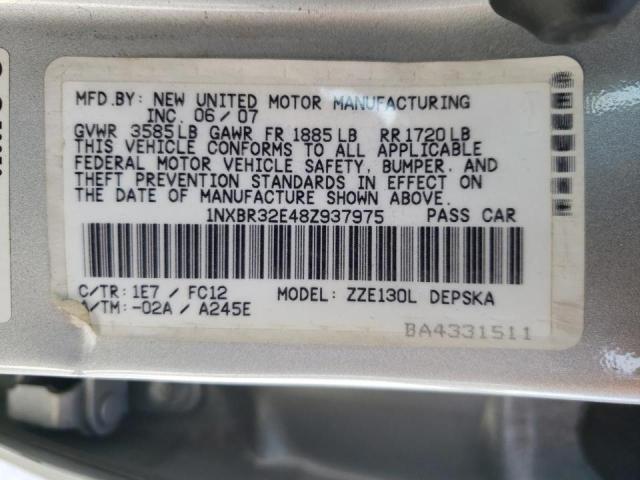 Photo 10 from auction – 2008 TOYOTA COROLLA CE with VIN 1NXBR32E48Z937975