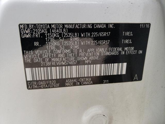 Photo 10 from auction – 2017 TOYOTA RAV4 LE with VIN 2T3BFREV6HW574657