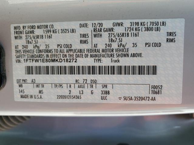 Photo 10 from auction – 2021 FORD F150 SUPER with VIN 1FTFW1E80MKD18272